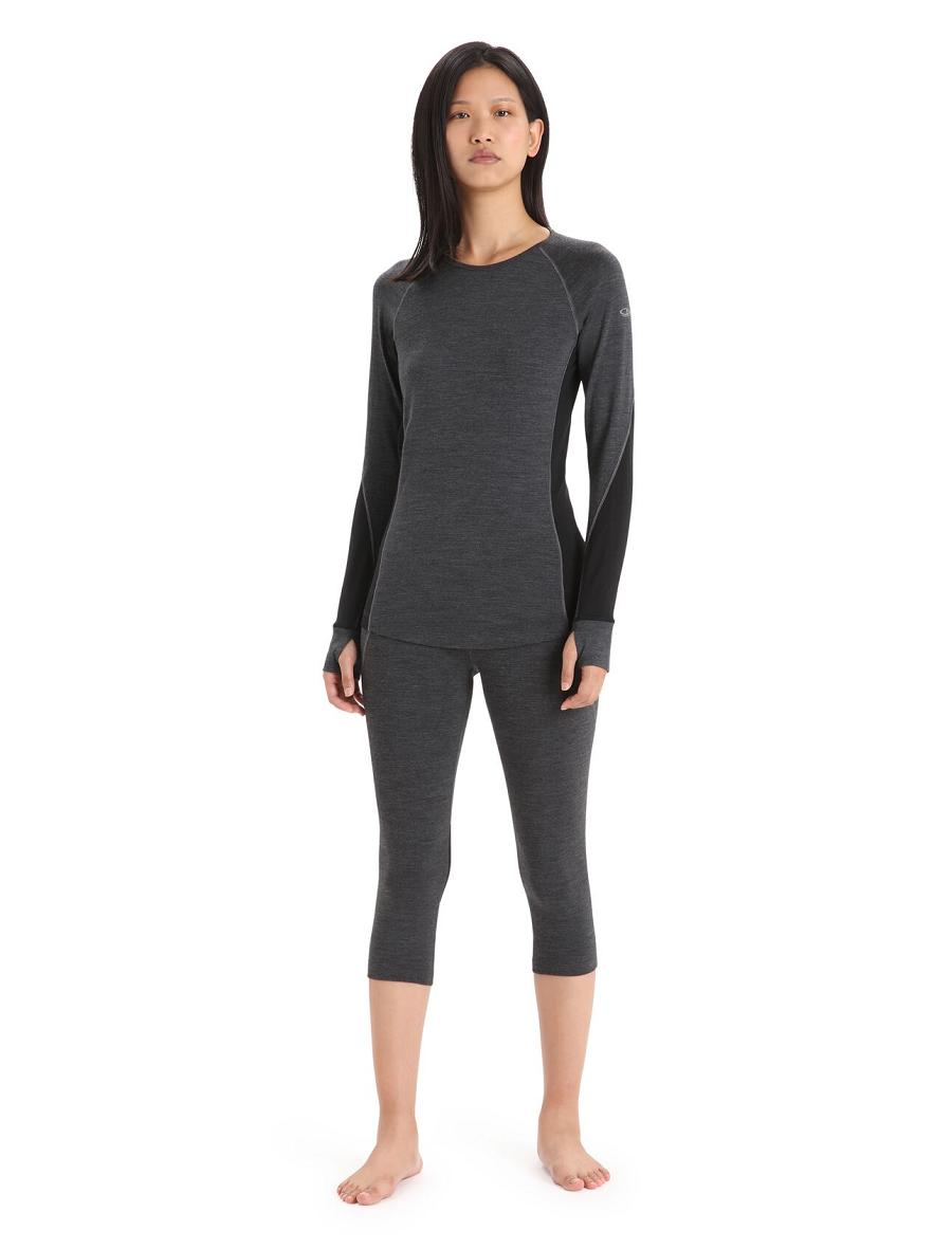 Base Layers Icebreaker BodyfitZone™ Merino 260 Zone 3/4 Thermal Leggings Damskie Czarne | PL 1079EBCX